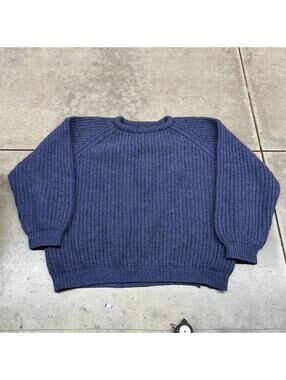 vintage rossan knitwear made in ireland blue heavyweight knit sweater size large